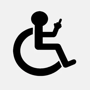 Dawasaru Cartoon Cadeira de rodas Dedo Até a Etiqueta do Carro Personalidade Decalque Laptop Caminhão Motocicleta Auto Acessórios de PVC,13cm*12cm