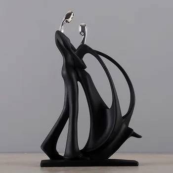 Abstrato moderno preto Humanos escultura estátua de resina jóias, decoração acessórios dom geometria resina Casal Escultura