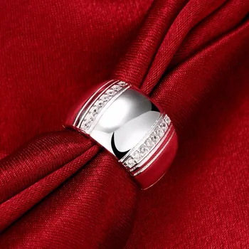 925 Silver Mulher Homem Anel de CZ de Casamento de Cristal Envolvimento de Atacado de Moda de Anéis de Dedo de Jóias Finas