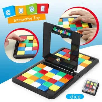 1Pcs Crianças Cor de Batalha de Corrida Jogo de Quebra-cabeça Cubo de Interação entre Pais e filhos Cubo Engraçado Jogo de Desktop Brinquedos Educativos