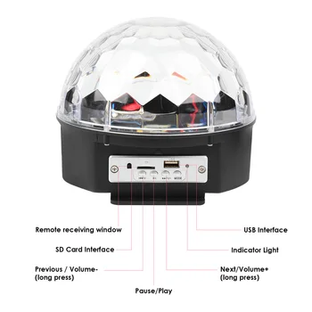 Disco Ball DIODO emissor de Bluetooth alto-Falante de DJ de Dança de Música sem Fios, Leitor de luzes Coloridas Projetor com Built-in MIC com controle Remoto