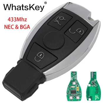 WhatsKey 3 Botões Chave do Carro Remoto Chave Para a Mercedes Benz Para 2000+ NEC&BGA Controle 433MHz