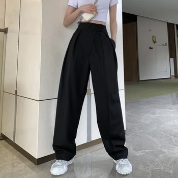 Cintura alta a flacidez casual calças femininas 2020 nova versão coreana do soltas ampla pernas eram finos e versátil em linha reta