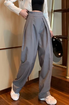 Cintura alta a flacidez casual calças femininas 2020 nova versão coreana do soltas ampla pernas eram finos e versátil em linha reta