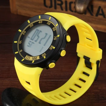 OHSEN Digital LED Esportes ao ar livre Relógios de Homens de Mulheres Cronômetro do Mergulho Amarelo Moda do Silicone Unisex relógio de Pulso reloj hombre
