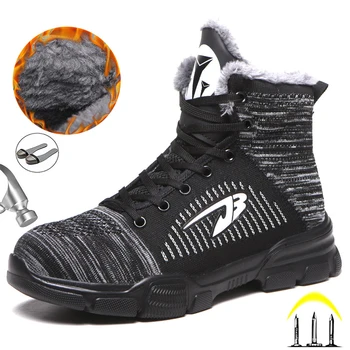 Leve Sapatos de Segurança Homens Sapatos de Inverno 2020 Novas Botas de Segurança do Trabalho Masculino em Aço Toe Sapatos Anti-punctura Trabalho Tênis Homens Botas