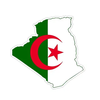 Aliauto Personalidade Argélia Bandeira do Mapa do Corpo da Etiqueta do Carro Criativo Protetor solar Impermeável Reflexiva Decoração Decalque de PVC,14cm*14cm