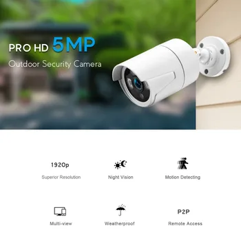 H. 265 1080P IP POE Câmera de 2MP 5MP, 3MP Bala Câmera do IP do CCTV ONVIF 2.0 Detecção de Movimento Impermeável do IR de 20M ao ar livre Câmera do IP do CCTV