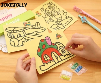 10pcs/lot Crianças de Desenho, Brinquedos de Areia, Pintura de Imagens Garoto DIY Artesanato de Educação de Brinquedo para os meninos e meninas GYH