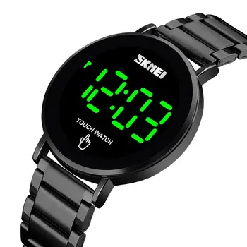 SKMEI Homens Relógios Relógio Digital de Luxo da Tela de Toque de Luz de LED Display Eletrônico de relógio de Pulso de Aço Inoxidável dos Homens Relógio Reloj