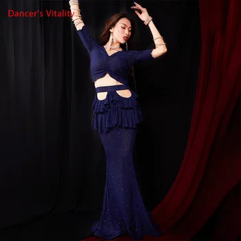 Nova Chegada Mulheres 2 peças de Dança do Ventre Saia short Sleeve top Sexy Dança Oriental Prática da Equipe de Dança do Traje