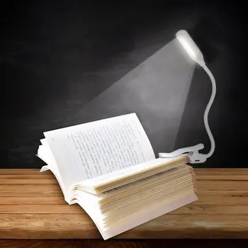 Livro Luz Recarregável USB Flexível 1W 5 LED Clip de Leitura Luz da Noite 3 Modos de Brilho da Lâmpada de Mesa de Mesa de Cabeceira Lanterna