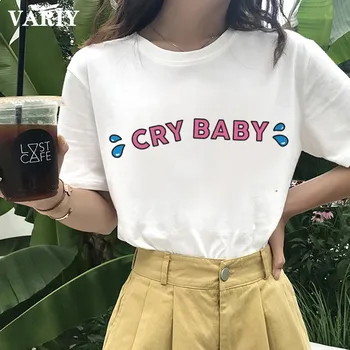 Tops Cry Baby Mulheres T-Shirt de Chorar Menina de Impressão Shirts para Mulheres de Verão Plus Szie Feminina T-shirt Harajuku Estética T-Shirt