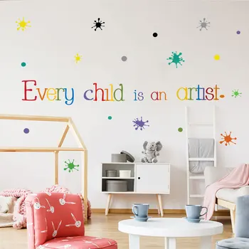 Toda Criança é um Artista Decal Adesivo de Parede Quarto Bebê de Crianças Sala de jogos de Decoração de Casa de Colorido papel de Parede Removível