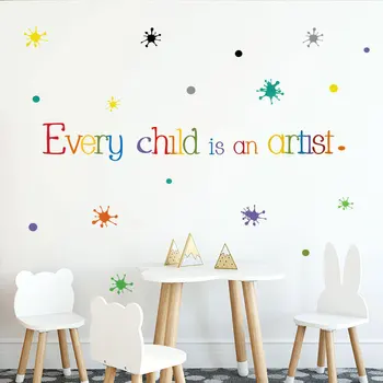 Toda Criança é um Artista Decal Adesivo de Parede Quarto Bebê de Crianças Sala de jogos de Decoração de Casa de Colorido papel de Parede Removível
