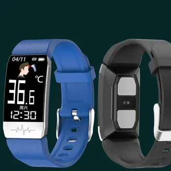 T1s Smart Watch Temperatura do Corpo Monitor de frequência Cardíaca Relógio de Fitness ECG de Controle de Música Esporte Smartwatch Homens Mulheres 2020 Novo