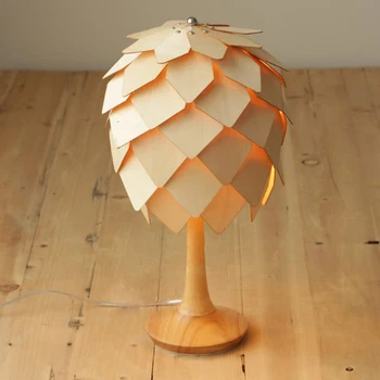 Nordic criativo pinha projeto mesa de madeira lâmpada moderna da natureza DIY deco home de personalidade quarto E27 lâmpada LED iluminação da tabela da lâmpada