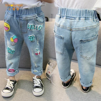 Jeans para crianças graffiti jeans bonito jeans para Calças de meninas para meninas da criança menina de jeans crianças denim 2020 roupas para Crianças