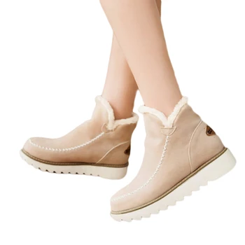 GAOKE Tamanho Grande 34-43 Botas de Neve de Inverno Mulheres Ankle Boots 2021 Dedo do pé Redondo Plataforma Sapatos de Inverno Com Pele de Mulher de Pele Sapatos
