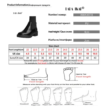 LALA IKAI Mulheres de Malha de Costura Ankle Boots Brilhante PU Elástico de Inicialização de Moda Botas de montaria Feminina 2020 Outono Inverno XWA30731-4