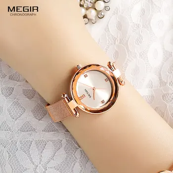 MEGIR Malha Milanese Pulseira Relógio Senhora de Luxo de Marca Top de Quartzo Relógios de pulso das Mulheres Simples Impermeável Relógio Feminino Relógio 4211
