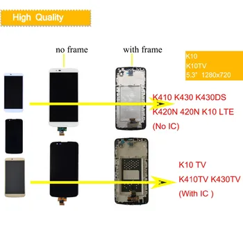 Display Para LG K10 Tela de Toque LCD com Moldura Para LG K10TV Original de LCD K410 K430 K430DS K420N 420N K10 LTE LCD IC