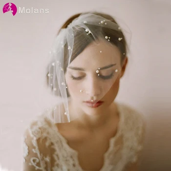 Molans Romântico Simulação Pérola Véus de Casamento Cabelo Macio do Laço de Noiva de Véu para a Mulher de Noiva de Tule Véu de Noiva de Alta Qualidade
