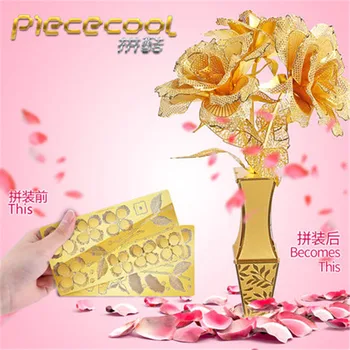 PMA DIY Metal Quebra-cabeça do Modelo de Flor de Rosa 3D de Corte a Laser Montar Quebra Brinquedos Decoração de PRESENTE Para Adultos