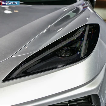 2 Pcs Farol do Carro Película de Proteção de Vinil Transparente Preto TPU Adesivo Para o Chevrolet Corvette C7 C8-Presente Acessórios
