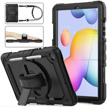 Rotação 360 Alça de Mão&Suporte de Silicone Tablet Case para Samsung Galaxy Tab S6 Lite 10.4 Caso 2020 P610 P615 Capa Protetora