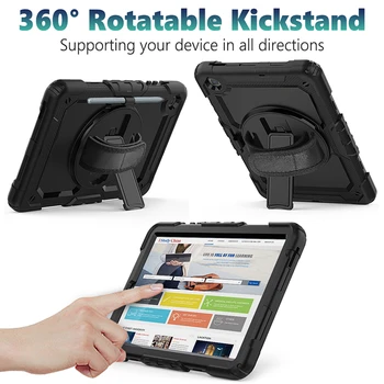 Rotação 360 Alça de Mão&Suporte de Silicone Tablet Case para Samsung Galaxy Tab S6 Lite 10.4 Caso 2020 P610 P615 Capa Protetora