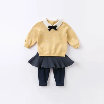 DBM14800-2 dave bella outono bebê meninas de moda drapeado sólido calças crianças comprimento total de crianças calça infantil criança calças