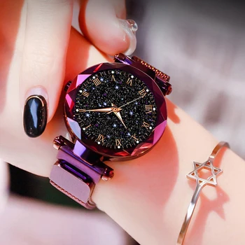 Moda Céu Estrelado Mulheres Relógios De Luxo Magnético Do Ímã Fivela De Quartzo Relógios De Pulso Luminoso Do Relógio De Baixo Preço Dropshipping 2020