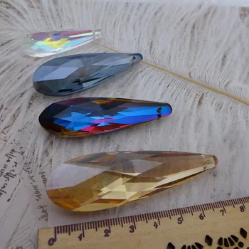 50/63/76/85mm prismas de cristal arco-íris pingentes de lustre acessórios da lâmpada peças de cortina de suspensão de vidro metalizado gotas banhado AB