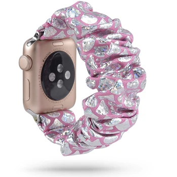 Bling Scrunchies Cinta Elástica para a Apple Assista 5 4 Faixa de 38 mm e 40 mm Cinta de Nylon 42mm 44mm Série 5 4 3 2 Bracelete Pulseira de Mulher