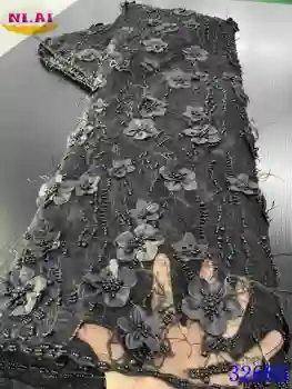 NIAI Renda francesa Tecido Africano de Tule Bordado Tecido de Renda 2020 Alta Qualidade Nigeriano Laço de Tecidos Para o Vestido de Festa XY3266B-2