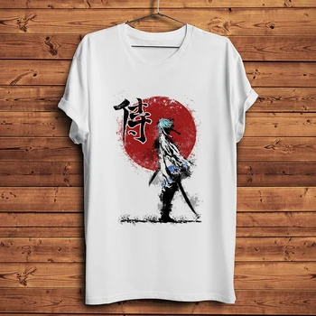 Samurai Descendente Sakata Gintoki GINTAMA engraçado anime t-shirt homme novo curta t-shirt dos homens casual camiseta unisex mangá streetwear