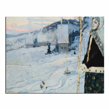 Mikhail Nesterov impressão de Arte SOLITÁRIA MULHER à beira DO LAGO de impressão Arte de Parede Imagem Clássica de Decoração de Casa de Tela de Pintura