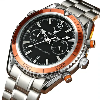 DEERFUN Original de marcas de Luxo Aço Inoxidável do Relógio de Quartzo Homens Relógio Calendário Desportivo Militar relógio de Pulso Relógio Masculino