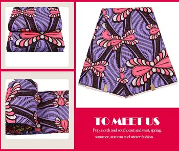 Tecidos africanos Xiaohua Marca Resumo Poliéster Tecido de Impressão de Ancara Nova Cera de Alta Qualidade para Vestidos de Festa de 6 Metros FP6124