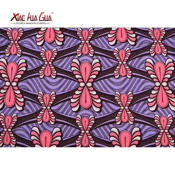 Tecidos africanos Xiaohua Marca Resumo Poliéster Tecido de Impressão de Ancara Nova Cera de Alta Qualidade para Vestidos de Festa de 6 Metros FP6124