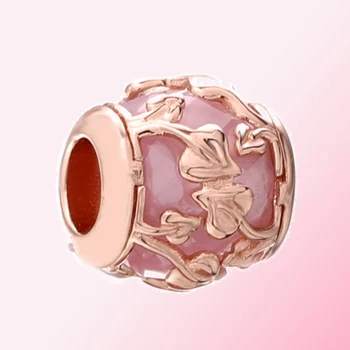 2019 Cair 925 Silver cor de Rosa Decorativa Folhas Charme Ajuste DIY Pulseira de Moda feminina Jóias Frete Grátis