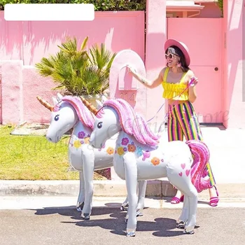 Unicórnio Decorações do Partido Suprimentos Presentes 3D Grande Unicornio Curta Animal Balões Folha Meninas de Aniversário Tema de Decoração para uma Festa de Favores