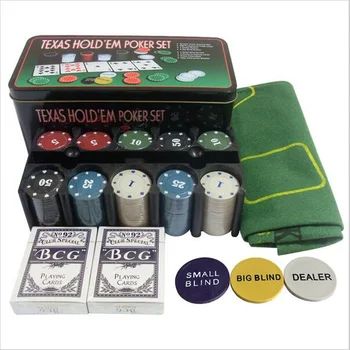 200 Bacará fichas de Negociação Conjunto de Fichas de Poker-Mesa de Blackjack Pano - 2 Blinds - Revendedor - 2 Cartas de Poker - Com Presentes