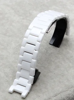 Chegada nova Pulseira de Cerâmica Branca Watchbands correias pulseira de 20 mm Cinta Côncava final 11mm para o vestido de diamante relógios acessórios