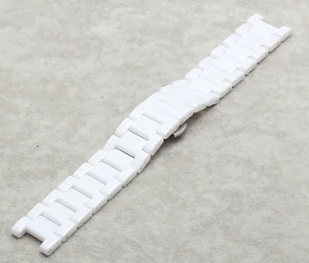Chegada nova Pulseira de Cerâmica Branca Watchbands correias pulseira de 20 mm Cinta Côncava final 11mm para o vestido de diamante relógios acessórios