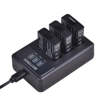 4Pcs 1180mAh PG1050 Bateria Akku + LED de 3 Slots de Carregador USB para Yi Discory SJCAM SJ4000 SJ5000 SJ6000 SJ8000 EKEN 4K H8 H9