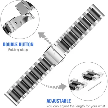 Para o galaxy watch active 2 44mm bandas de 20mm em aço inoxidável bracelete em metal pulseira pulseira para samsung galaxy watch active2 40mm