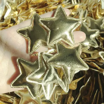 50PCS Metalizado Estrela de Ouro Apliques de 50mm Estrela Brilhante Patches de Duplo Lado para o Bebê Grampos de Cabelo, Festa de Decoração, BRICOLAGE materiais para Artesanato