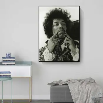 Jimi Hendrix Cartaz Impressão Famoso Cantor de Impressão, a Música Rock, Lendas Vintage Fotografia em Preto e Branco Posters Arte de Parede Pintura